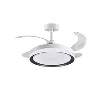 Ventilador dc kigali mini blanco/negro, 4 aspas retráctiles, 48w led