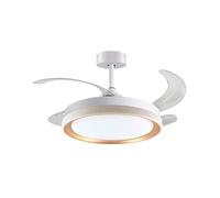 Ventilador dc kigali mini blanco/oro, 4 aspas retráctiles, 48w led 30