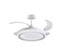 Ventilador dc kigali mini blanco/plata, 4 aspas retráctiles, 48w led