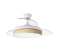 Ventilador Dc Moda 72w Blanco/cañizo Claro 91d 3aspas 7200lm 3000-4000-6000k Remoto+ Memori Temporizador