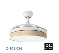 Ventilador Dc Moda Blanco/cañizo Claro 108d 3aspas
