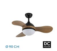 Ventilador dc solido 24w negro 3aspas madera 91d 2640lm 3000k,4000k,65