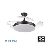 Ventilador dc tridente mini 59w negro 4aspas desp.91d 6980lm reg.inten
