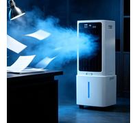 Ventilador de aire acondicionado portátil, enfriador evaporativo con mando, ahorra espacio, bajo consumo, depósito 12L, 3 velocidades, 3 modos, temporizador 12H, oscilación, ruedas para hogar