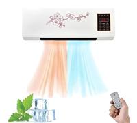 Ventilador de aire acondicionado portátil montado en la pared 2 en 1, sistema de calefacción y viento natural, unidad combinada de calentador inteligente sin conductos con control remoto(C)