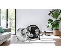 Proficare, Ventilador de Aire Diseño Retro Acero Inoxidable Negro 50 cm PC-VL3067WM, Ventilador Silencioso 120W, 3 Niveles de Velocidad, Ángulo de Inclinación Ajustable, Rejilla Metálica