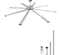Ventilador de aluminio de 244 cm - 8 aspas de aluminio - 6 velocidades - Flujo de aire potente - Adecuado para techos altos en espacios habitables