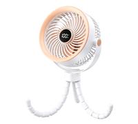 Ventilador de bebé para cochecito y asiento de coche, ventilador portátil ultra silencioso con 5 velocidades, pantalla digital y trípode flexible para niños y adultos, color blanco