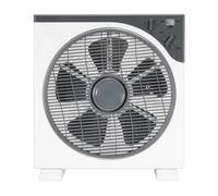 Ventilador de Caja 40W de 43x30cm con Rejilla Giratoria 360° | Temporizador de Apagado | 3 Velocidades | Ventilador de Suelo Compacto y Silencioso para Dormitorio y Oficina | Box Fan de Alta Seguridad