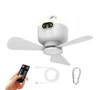 Ventilador de Camping Recargable USB Recargable 4 Velocidades | Ventilador de camping con luz integrada para caravana, viajes al aire libre, coche, furgoneta camperizada, pesca, sp