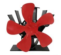 Ventilador de chimenea portátil de 5 asas, calefactor de calor para estufa de leña, distribución eficiente del calor para camping y pesca en hielo, ventilador compacto sin electricidad (rojo)