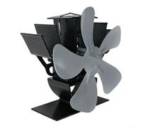 Ventilador de chimenea portátil de 5 asas, calefactor de calor para estufa de leña, distribución eficiente del calor para camping y pesca en hielo, ventilador compacto sin electricidad (gris)