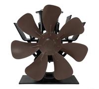 Ventilador de chimenea portátil de 5 asas, calefactor de calor para estufa de leña, distribución eficiente del calor para camping y pesca en hielo, ventilador compacto sin electricidad (marrón)
