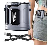 Ventilador de cinturón, 5 velocidades, 3600 mAh, recargable, fuerte flujo de aire, portátil, ventilador personal, para camping, mochilero, escalada, caminar, trabajar y actividades al aire libre