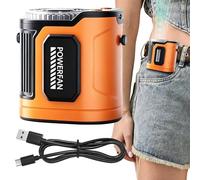 Ventilador de cinturón portátil, recargable de 5 velocidades, flujo de aire fuerte, luz de hasta 3600 mAh, ventilador de cintura de ayuda al aire libre para camping, senderismo, mochileros, caminar