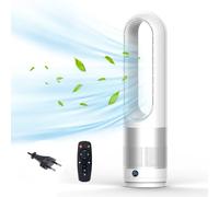 Ventilador de columna, ventilador sin pala, silencioso, ventilador torre de oficina, cronometraje de 8 horas, oscilante a 80 °, con mando a distancia, ventilador de columna para sala de estar y