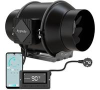 Ventilador de conducto, 150 mm, con aplicación wifi, motor EC, 55 W, 683 m³/h, 2800 rpm, ventilador de extracción con regulador de temperatura y humedad, ventilador para conductos