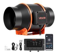 Ventilador de conducto VEVOR de 152,4 mm, regulable, con caudal de 683 m³/h. Ventilador de conducto tipo "en línea" con control PWM y aplicación, ventilador de canal con 10 niveles, temporizador de 9
