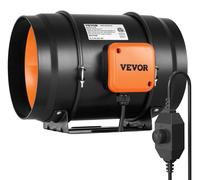 Ventilador de conducto VEVOR, de 203,2 mm, para extracción de humos, ventilador de conducto con regulador de velocidad variable, ventilador de extracción silencioso con motor AC, ideal para amplificad
