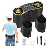 Ventilador de correa circulador de aire recargable por USB | Ventilador de refrigeración de cintura con luz para camping, jardín, viajes, construcción, tienda de campaña al aire libre