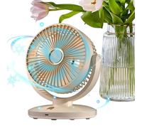 Ventilador de escritorio, 5 velocidades, bajo ruido, oscilante vertical | Pequeño ventilador personal circulador de aire para el hogar, mesita de noche, viajes, camping, pesca, verano, playa, crucero