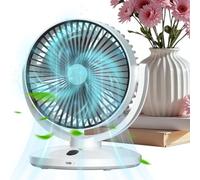 Ventilador de escritorio, recargable por USB, circulador de aire de 5 | Batería integrada, bajo ruido, diseño de ahorro de espacio, fuerte flujo de aire, construcción ligera, para dormitorio