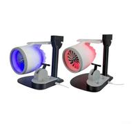 Ventilador de escritorio USB con humidificador, decoración de escritorio de turbina con luz de llama roja, soplador de aire y dispositivo de refrigeración por pulverización de niebla (azul)