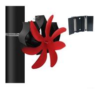 Ventilador de estufa para chimenea de leña con base de montaje magnético y fuente de alimentación impulsada por calor para una circulación de aire fiable (rojo brillante)