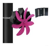 Ventilador de estufa para chimenea de leña con base de montaje magnético y fuente de alimentación impulsada por calor para una circulación de aire fiable (rojo rosa)