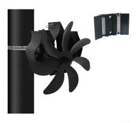 Ventilador de estufa para chimenea de leña con base de montaje magnético y fuente de alimentación impulsada por calor para una circulación de aire fiable (negro)