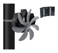 Ventilador de estufa para chimenea de leña con base de montaje magnético y fuente de alimentación impulsada por calor para una circulación de aire fiable (gris hierro)