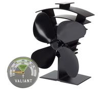 Valiant Ventiladores de estufa Premium IV y termómetro magnético negros