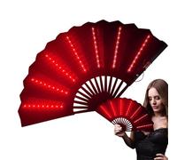 Ventilador de mano LED - Dispositivo radiante alimentado por pilas, ventilador de aire luminiscente con luz, frescura fosforescente para la vida nocturna, soplador de rendimiento de columna vertebral