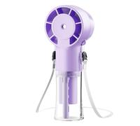 Ventilador de Mano, Mini Ventilador Portátil de Mano con Spray de Niebla de Agua, Ventiladores Recargables por USB con 4 Velocidades, para el Hogar/Oficina/Viajes/al Aire/Libre/Camping (Morado)