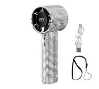 Ventilador de mano portátil con 199 ajustes de velocidad pequeño personal | Ventilador de mano de diamantes de imitación con ajustes de velocidad 199 para viajes a la playa, trabajo