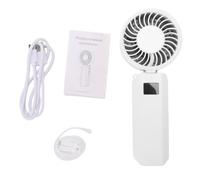 Ventilador de Mano Portátil con Pantalla LED Inteligente (WHITE) | Batería recargable de 3000 mAh, Diseño plegable, Material ABS duradero, Ideal para uso en exteriores, Versátil para