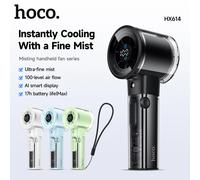 Ventilador de Mano Portátil HOCO con Enfriamiento por Hielo, Transparente, Recargable, 3000mAh, Pantalla LED Digital, Ventilador con Rociador de Agua, para Fiestas al Aire Libre Black