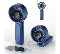 Ventilador de mano, ventilador portátil con batería recargable de 4000 mAh, ventilador de mano con pantalla LED y 6 velocidades, mini ventilador plegable 180° para