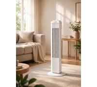 Ventilador de mesa, blanco, 50 W, oscilación de 60°, 3 velocidades, temporizador