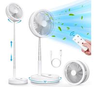 Ventilador de mesa portátil, color blanco. Batería de 8000 mAh. Diámetro: 22 cm