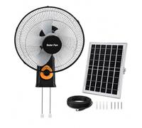 Ventilador de Pared 40cm Alimentado por Solar para Exterior, Ventilador Exterior Cero Electricidad Dual Alimentación AC/Solar, Ventilador Oscilante Alta Velocidad para Patio, Cobertizo, Garaje