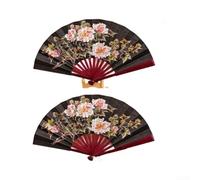 Ventilador de pared de seda chino hecho a mano, elegante decoración colgante oriental, cultural para sala de estar, dormitorio, oficina(6)