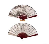 Ventilador de pared de seda chino hecho a mano, elegante decoración colgante oriental, cultural para sala de estar, dormitorio, oficina(2)