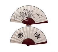 Ventilador de pared de seda chino hecho a mano, elegante decoración colgante oriental, cultural para sala de estar, dormitorio, oficina(1)