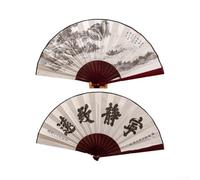 Ventilador de pared de seda chino hecho a mano, elegante decoración colgante oriental, cultural para sala de estar, dormitorio, oficina(3)