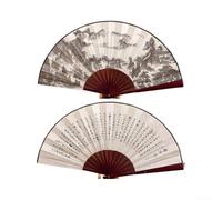 Ventilador de pared de seda chino hecho a mano, elegante decoración colgante oriental, cultural para sala de estar, dormitorio, oficina(4)