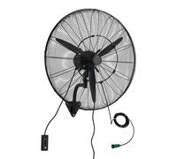 Ventilador de pared, ventilador colgante de 760 mm para montaje en pared, con oscilación y función de nebulización, con certificación IP44, 3 velocidades, potente alcance del aire, control mecánico, f