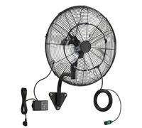 Ventilador de pared, ventilador de 505 mm para montaje en pared con oscilación y función de nebulización, control remoto, clasificación IP44, 3 velocidades, temporizador de 18 horas, control de temper