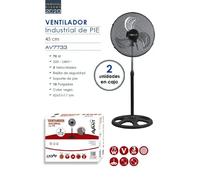 Ventilador de pie caja de 1 o 2 unidades Ventilador de Pie Industrial 70W Altura 45 Cm Regulable Ventilador Silencioso Color Negro, 18pulgadas rejilla de seguridad Oscilante con 3 velocidades.Avant