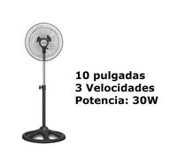 Ventilador de Pie Metalico 10 Pulgadas 30W 3 Velocidades COLOR NEGRO,CM,FESPU